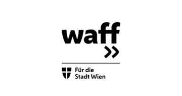 Waff Logo in schwarz mit dem Schriftzug Für die Stadt Wien